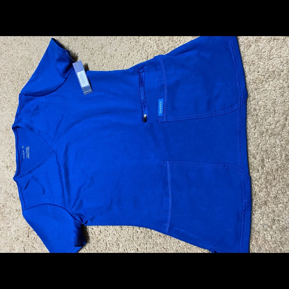 Jaanuu 4-Pocket V-Neck Scrub Top Royal Blue Small